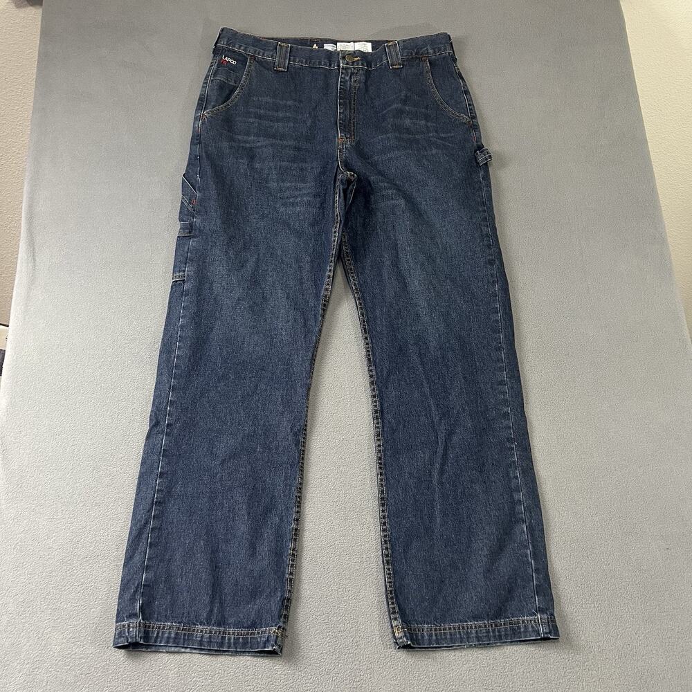 LAPCO FR Jeans Mens 38X36 Blue Flame Resistant Dark Wash Straight Fit Workwear